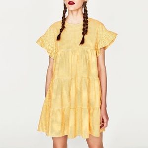 Zara yellow gingham baby dress size XS